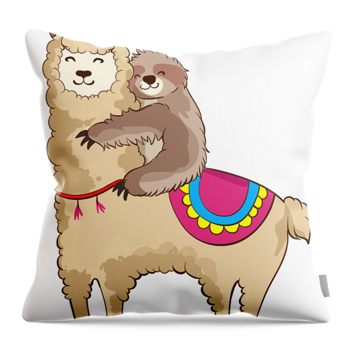 18x18 Llama Alpaca Lover Zoo Animal Gift Animal Sloth Hugging Alpaca Hearts Cute Llama Throw Pillow Multicolor 